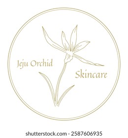 Korean Jeju Orchid Skincare Logo Hand Drawn Botanical Design for Natural Beauty Branding