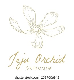 Korean Jeju Orchid Skincare Logo Hand Drawn Botanical Design for Natural Beauty Branding