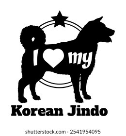 Korean Jindo Hund Silhouette, ich liebe meinen Hund, Hund, Hunderassen, Logo, Vektor, Silhouette, Tier, Illustration, Symbol, Zeichen, schwarz, Haustier,