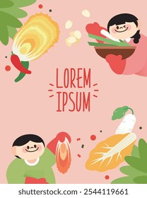 Ilustração do Kimchi do Dia Coreano