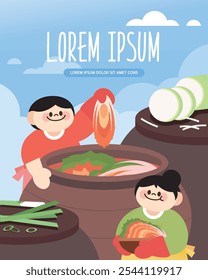 Ilustração do Kimchi do Dia Coreano