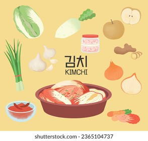 
Influencias kimchi coreanas ilustraciones de dibujos animados