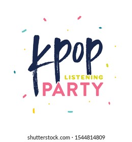 Korean KPOP Listening Party Vector Text Typography Vector Illustration Background