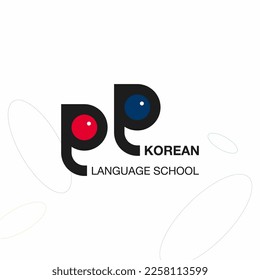 'Korean' language service iconic logo. Concept of Interpreter, Translation, and Writing consulting agency.  Vector illustration