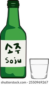 Korean liquor soju and soju glasses