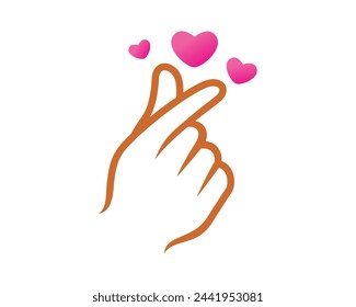 Korean Love Hand Sign Front View Illustration