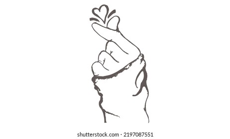 Korean Love Sign Finger Stock Vector