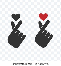 Korean love sign, hand with love icon vector illustration color editable on blank background