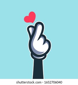 Korean love sign illustration for poster decoration. Korea finger heart vector