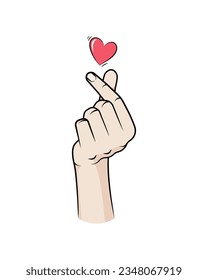 Korean love sign. Korea finger heart vector illustration