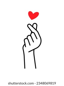 Korean love sign. Korea finger heart vector illustration