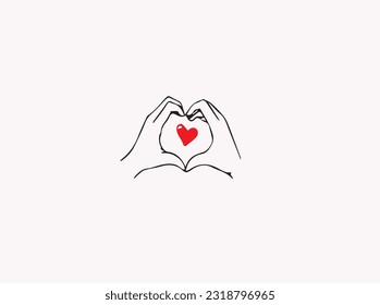 Korean love sign, valentine's day poster decoration. Korea finger heart vector illustration