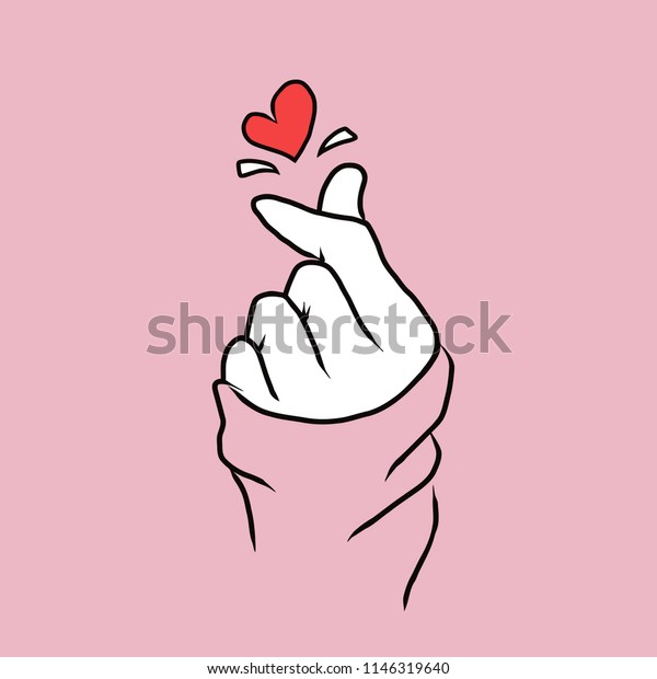 韓国のラブサイン バレンタインデーのポスターデコレーション 韓国の指の心のベクター画像イラスト のベクター画像素材 ロイヤリティフリー