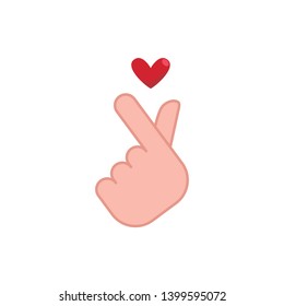 Korean Love Sign Vector Icon, Hand With Heart Symbol