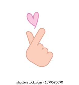 korean love sign vector icon, hand with heart symbol