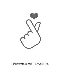 korean love sign vector icon, hand with heart symbol