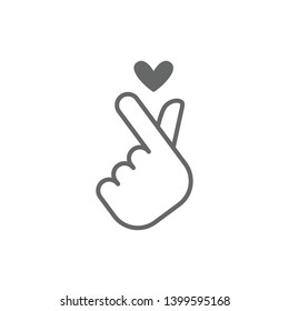 Korean Love Sign Vector Icon, Hand With Heart Symbol