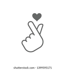 Korean Love Sign Vector Icon, Hand With Heart Symbol