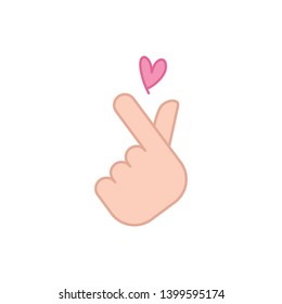 korean love sign vector icon, hand with heart symbol