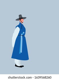 Korean man in hanbok style illustration.