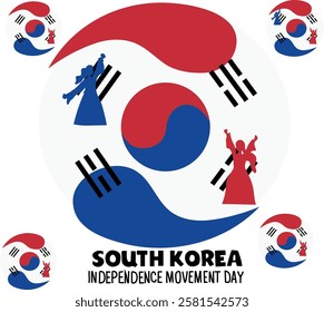 korean march 1st movement poster vector illustration. Good for banner, poster, greeting card, party card, invitation, template, advertising, campaign, and social media.