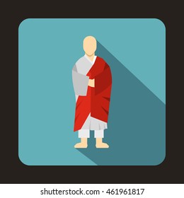 Korean monk icon in flat style on a baby blue background