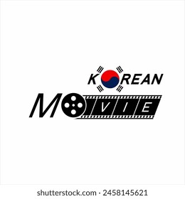 Korean movie logo design with illustration of the Korean flag symbol and film roll on the letter O.