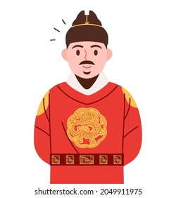 Korean national day 'Hangeul Day' concept person illustration. Simplified cute character of the great Korean 'Sejong the Great'.