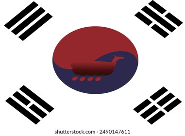 Korean national flag and turtle ship