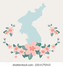 Korean national flower Hibiscus syriacus. Korean symbols.