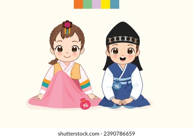 Korean new year background with traditional pattern.Calligraphy means " wish good luck and fortune come."