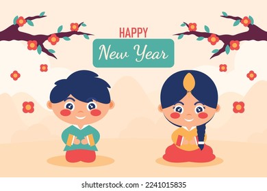 Koreanischer Neujahrshintergrund. Vektorgrafik-Design.