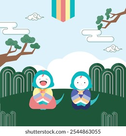 Korean, New Year, Tradition, Celebration, Greeting, Banner, Lunar