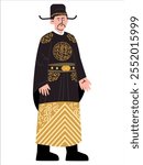 Korean nobleman royal dress formal uniform South Korea clothes dress noble clothing heritage headdress colorful culture historical attire design icon set