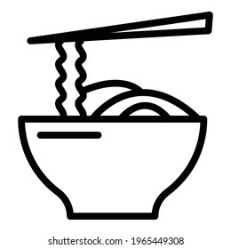 Korean noodle bowl icon. Outline Korean noodle bowl vector icon for web design isolated on white background