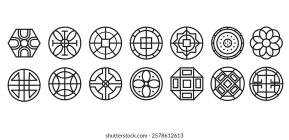 Korean Ornament Asia style line. Vector Illustration