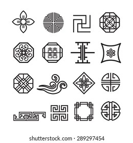 Korean ornament icon,vector set