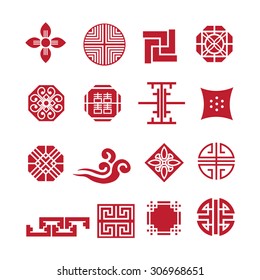 Korean ornament icon,vector set