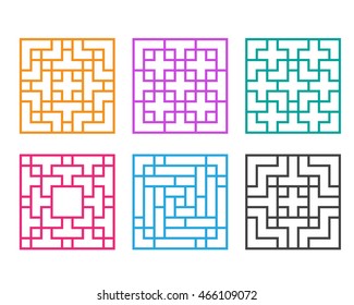 Korean ornament for window and floor, vector