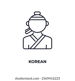korean outline icon. Linear vector from people concept. Thin line korean icon isolated on white background