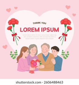 Korean Parents' Day Illustration  with carnation