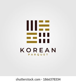 korean parquet flooring logo vector with flag symbol illustration design