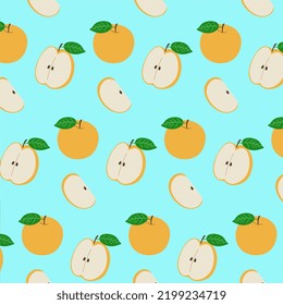 Korean Pear pattern in sky blue background