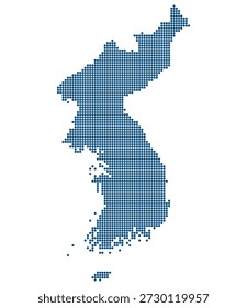 Korean Peninsula Blue Dotted Vector Map for Semiconductor Supply Chains and Tech