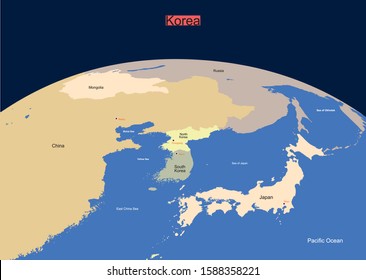 korean peninsula map.North and South Korea administrative map. vector illustration.