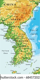 Korean Peninsula relief map