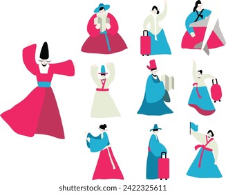 Korean People Flat Illustration Pack