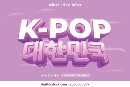 Korean pop editable text effect modern color shiny. bold Text style effect. Editable fonts vector files