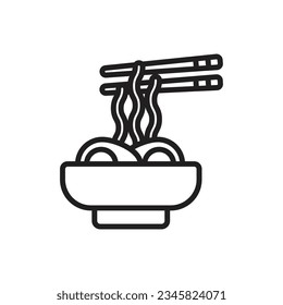 Korean Ramen Outline Icon Vector Illustration