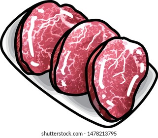 Korean Raw Beef Hanwo Vector